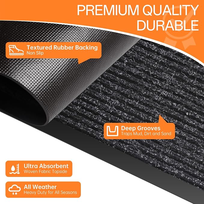 Indoor Outdoor Door Mat, Rubber Backing Non Slip Front Door Mat Outside Entrance - Image 4