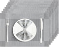Placemats Set of 8 Washable&Wipeable Silver Place mats by Uolr