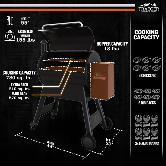 Traeger Grills Pro 780 Wood Pellet Smoker Grill, 6-in-1 BBQ Pellet Grill Combo - Image 3