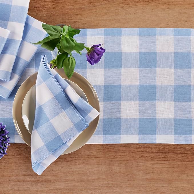 Solino Home Linen Checkered Table Runner 144 Inches Long - Image 3