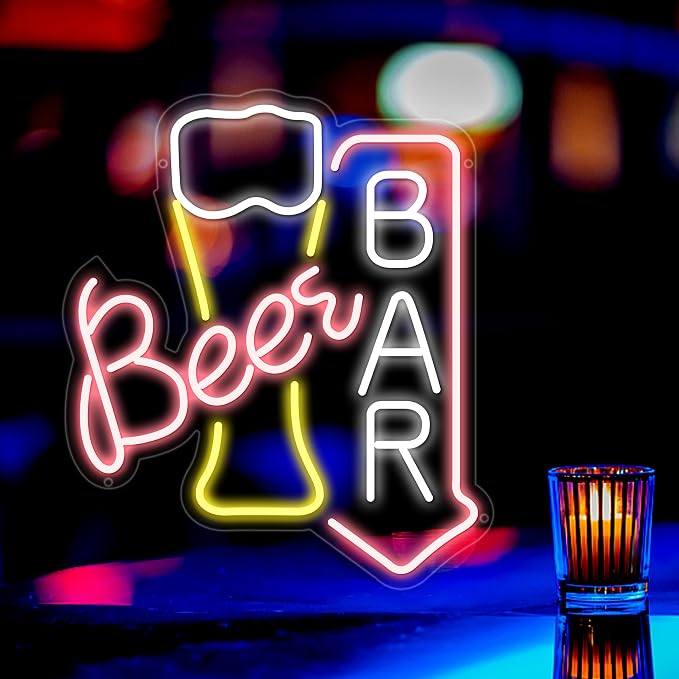 Beer Bar Neon Sign for Wall Decor, USB Powered Beer Bar Led Sign, Reusable by Moneter