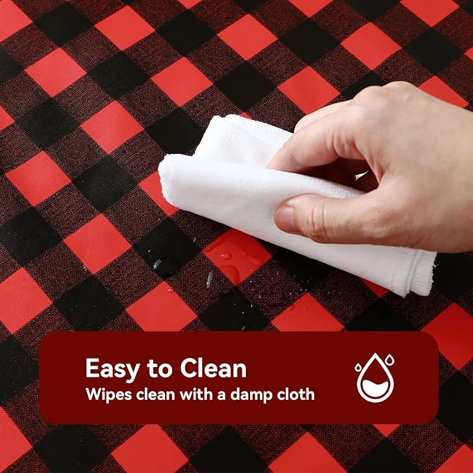 Romanstile Rectangle Vinyl Tablecloth, 100% Waterproof Buffalo Gingham Plastic - Image 2