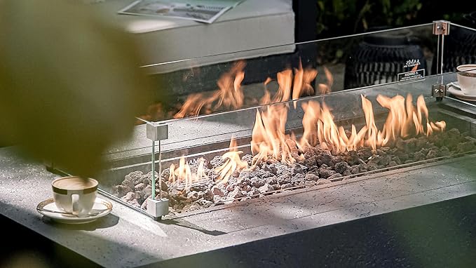 AMS Fireplace | Rectangular Fire Pit Glass Wind Guard - Image 6