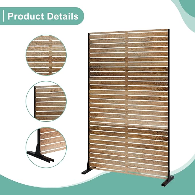 Metal Privacy Screen for Outdoor & Indoor Use, Free Standing Privacy Screen for - Image 4