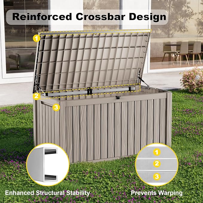 EasyUp 200 Gallon Outdoor Storage Box Waterproof, Lockable Resin Deck Box UV - Image 4