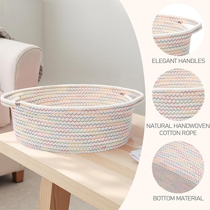 Woven Basket, Small Rope Storage Bin - Image 3