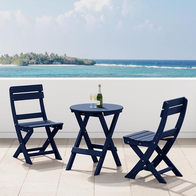 Costaelm Paradise 3-Piece Outdoor HDPE Folding Patio Bistro Table and Chairs by Costaelm