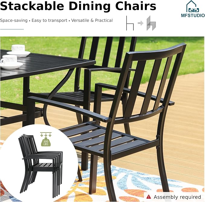 MFSTUDIO Outdoor Dining Set for 8, Patio Dining Set - Image 5