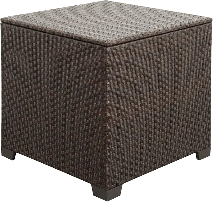 Rattaner 80 Gallon Wicker Outdoor Storage Box Square Patio Storage Bin - Image 7