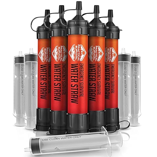 5 High-Capacity Emergency Water Straws – Lightweight, 1800-gallon Filters by PracticalSurvival