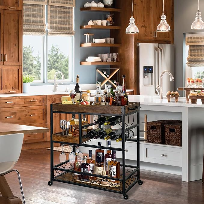 Bar Cart Industrial Mobile Kitchen Serving Carts - Image 4