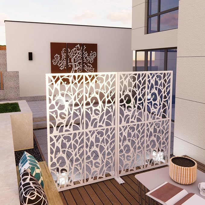 Metal Privacy Screen Room Divider 72" H x 45.3" W, Free Standing Decorative - Image 2