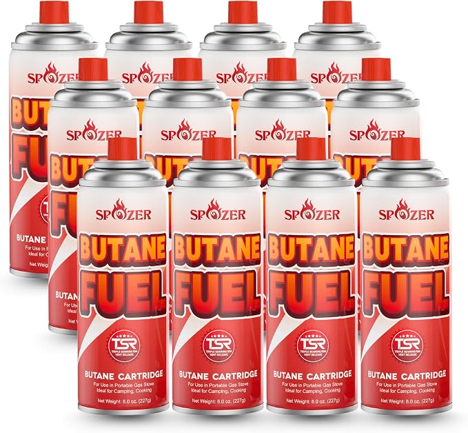 Butane Fuel Canister, 8oz Butane Refill by SPOZER