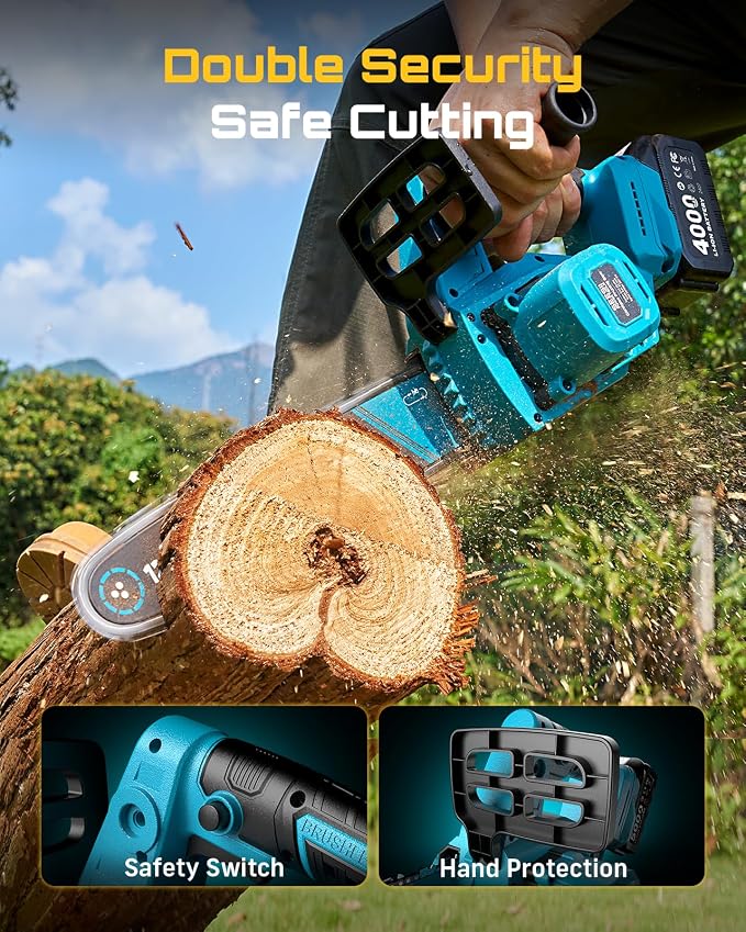 SEESII Electric Chainsaw Cordless 12-inch, Handheld Chain Saws - Image 8