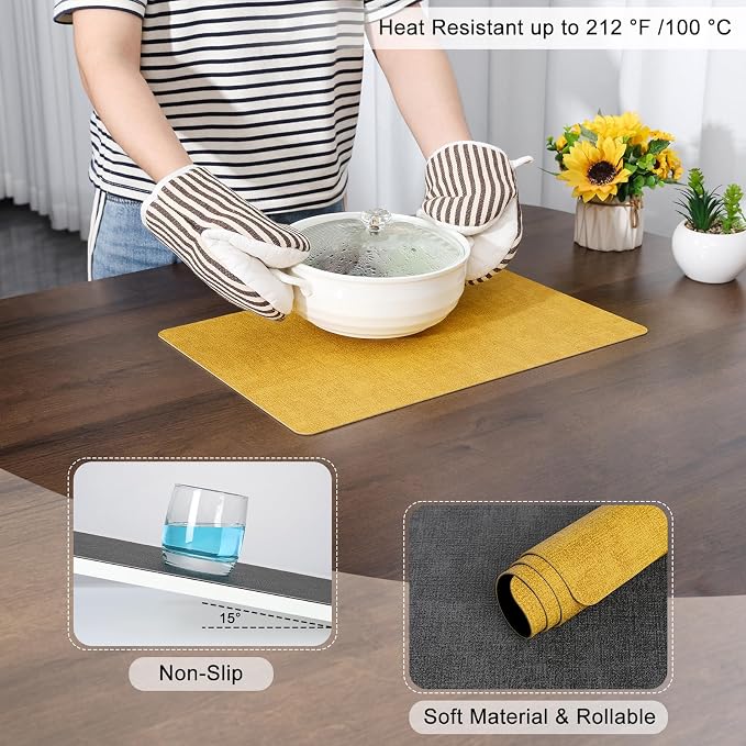 Myir JUN Placemats Dual Sided, Faux Leather Place Mats Set of 8 Indoor Placemats - Image 5