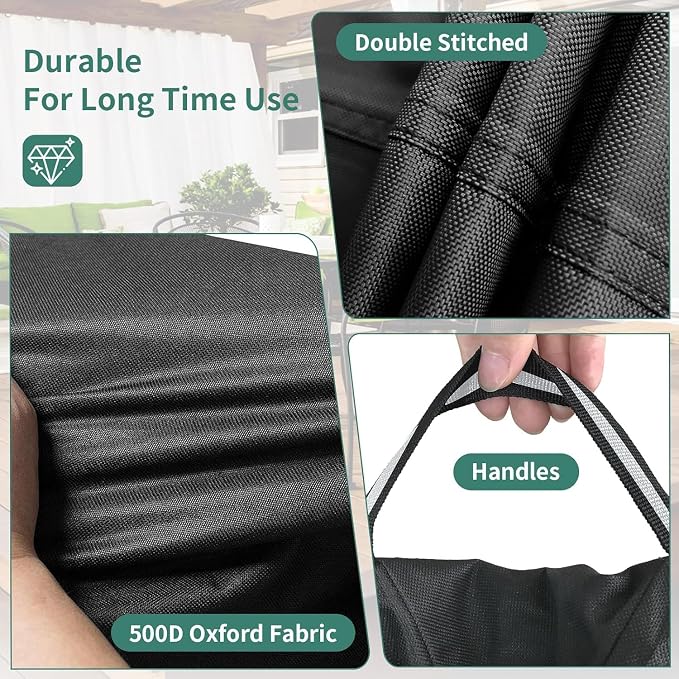 Round Patio Furniture Covers, 500D Heavy Duty Waterproof UV Resistant Cover - Image 4