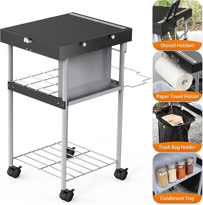 Grill Table Cart for Weber 22 inch Kettle 18in Charcoal Camping Carts for - Image 4