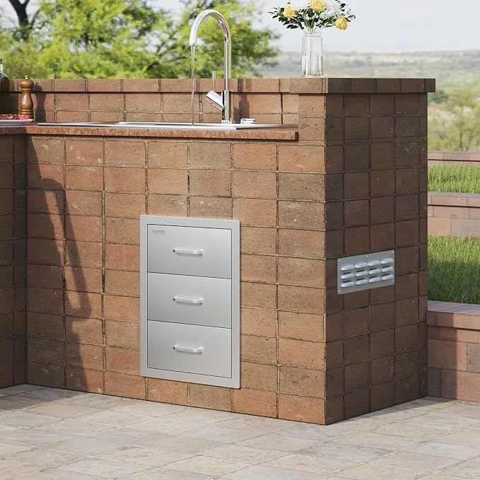 VEVOR Outdoor Kitchen Drawer Cabinets 16" W x 21.5" H x 18" D, BBQ Drawer - Image 2
