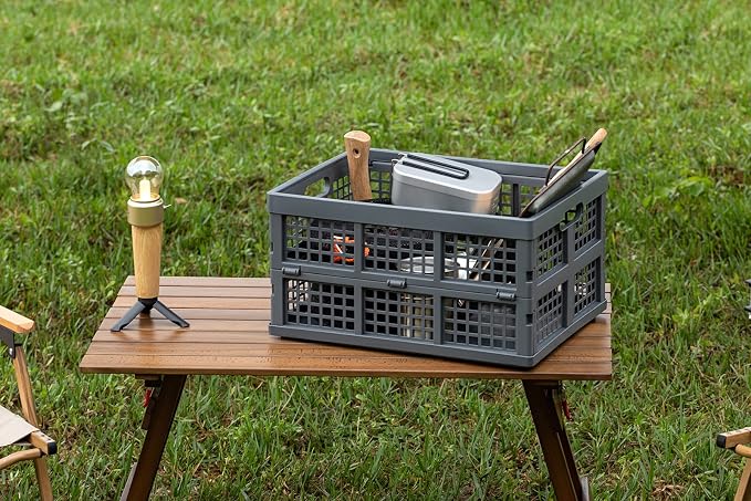 34L Large Plastic Folding Storage Crates, Collapsible Crates - Image 5