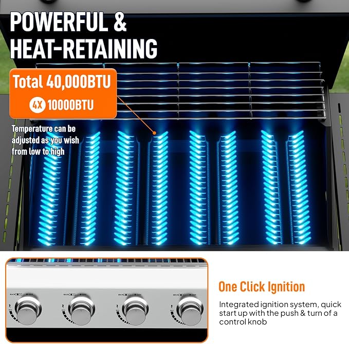 ROVSUN 4-Burner Propane Gas BBQ Grill - Image 3