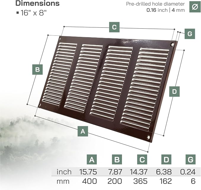 Vent Systems 16" x 8" Inch Pack of 5 - Image 2