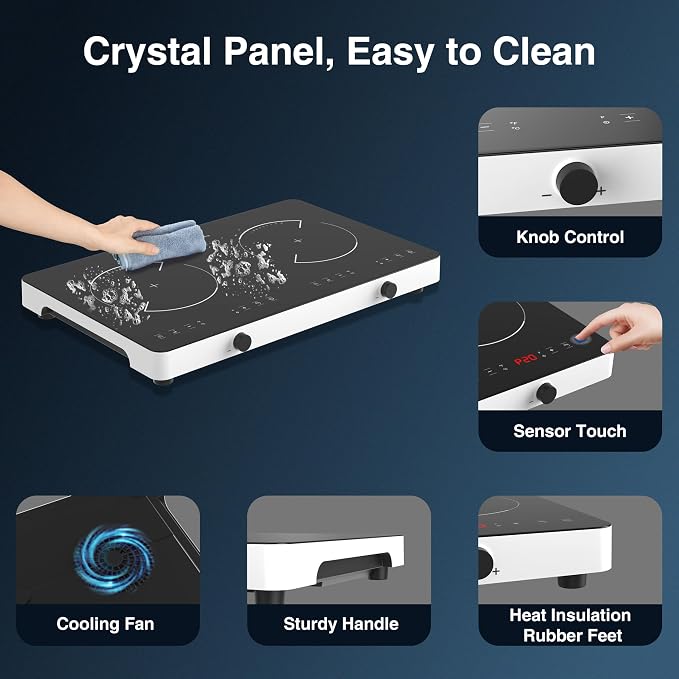 Double Induction Cooktop, 2 Burner Induction Burner 20 Temperature & Power - Image 6