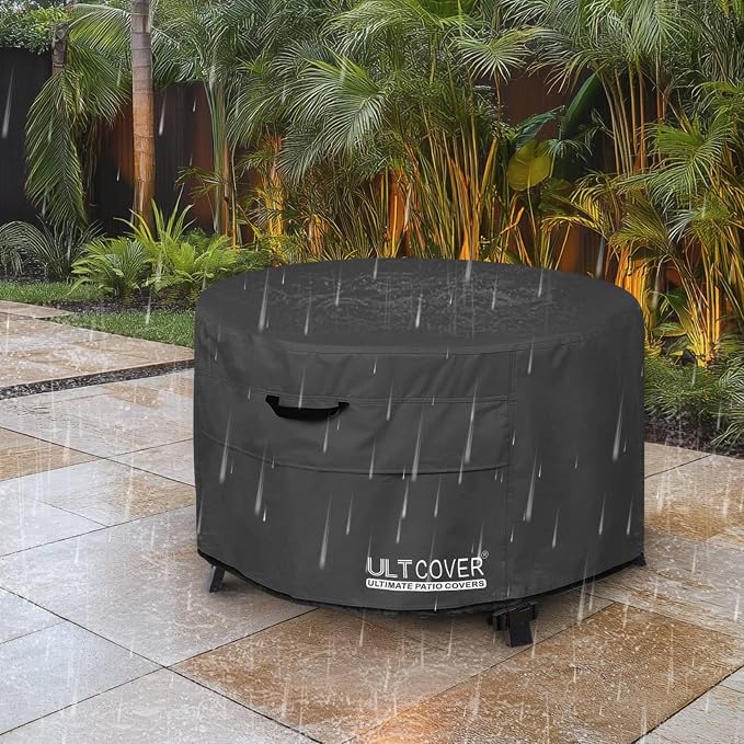 ULTCOVER Patio Fire Pit Table Cover Round 36 inch Outdoor Waterproof Fire Bowl - Image 8