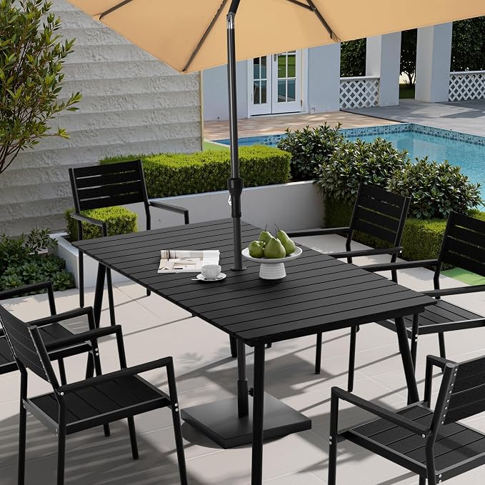 70" Patio Outdoor Dining Table for 6, Weather-Resistant Aluminum Frame - Image 2