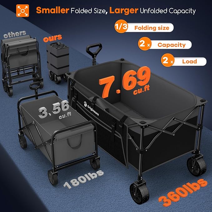 220L Collapsible Wagon Cart Foldable, Utility Carts - Image 4