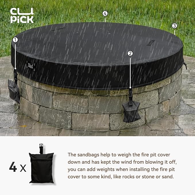 Outdoor Firepit Covers Round, In Ground Heavy Duty Waterproof Fire Pit Cover - Image 5
