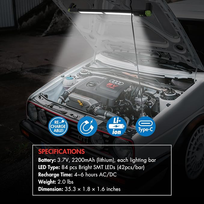 Wagan EL4346 Detachable LED 1200 LM Rechargeable Work Light Portable Mechanic - Image 5