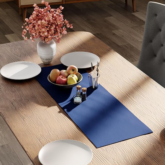 Encasa XO Table Runner 13"x36" Long | Cotton Canvas Fabric | Cobalt Solid Color - Image 2