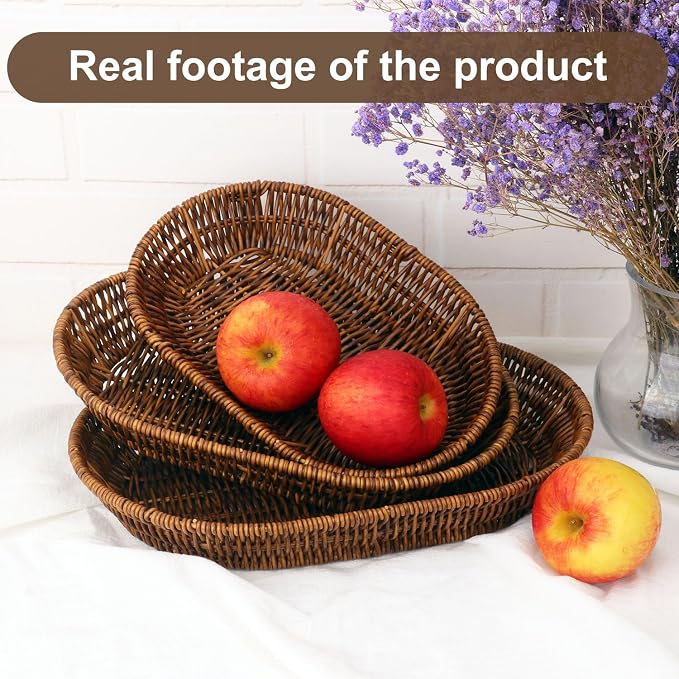 3 PCS Handwoven Oval Wicker Baskets Set - Image 4