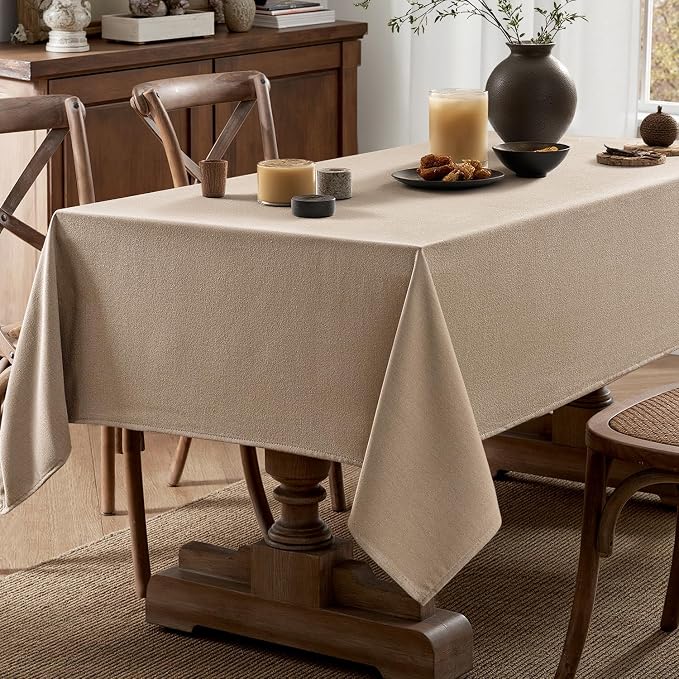 MIULEE Brown Linen Polyester Tablecloth 52x70 Inch Rectangle Table Cloth - Image 5