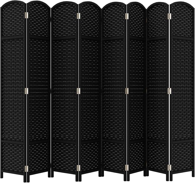 Room Divider 8 Panel Screen 5.6 Ft Tall Partition Room Dividers Black Privacy by FDW