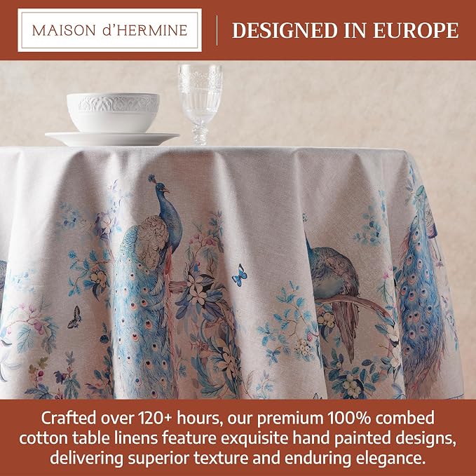Maison d'Hermine Premium Table Cloth Round Table 100% Cotton 70 Inches - Image 3