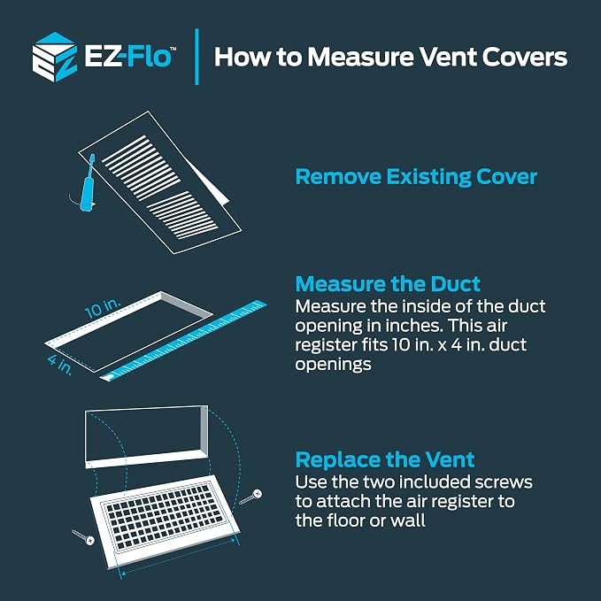 EZ-FLO 10 x 4 Inch White Air Vent Cover - Image 7