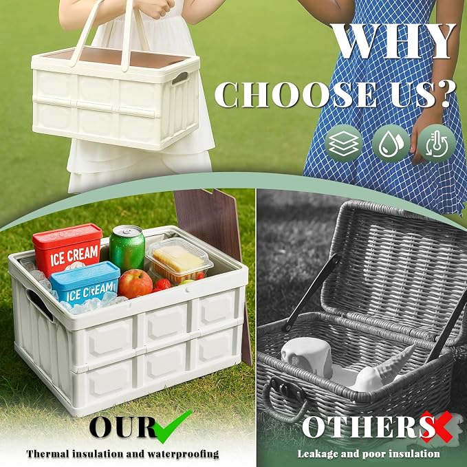 Collapsible Picnic Basket Set for 2 – Insulated Plastic Picnic Basket - Image 7