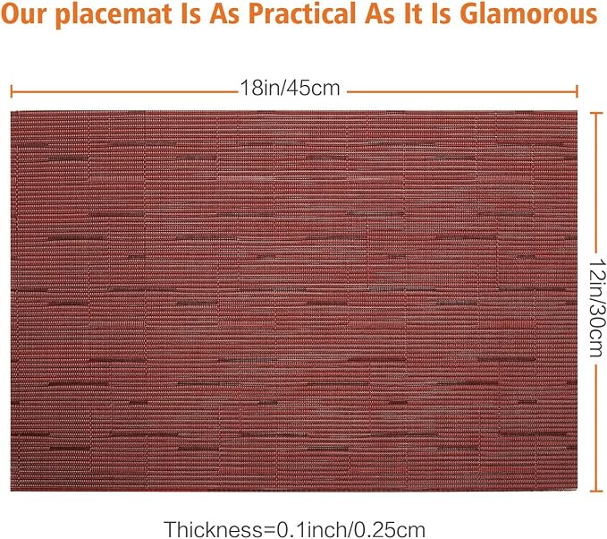 Placemats Set of 12, Heat and Stain Resistant Indoor/Outdoor Place mats - Image 2