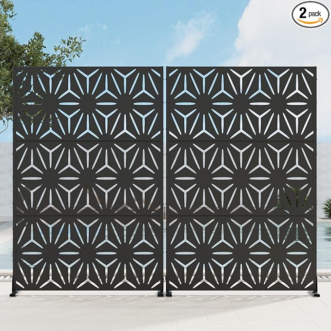 Casaphoria 72" H x 45" W Metal Privacy Screen, 2 Pack Outdoor Freestanding by Casaphoria