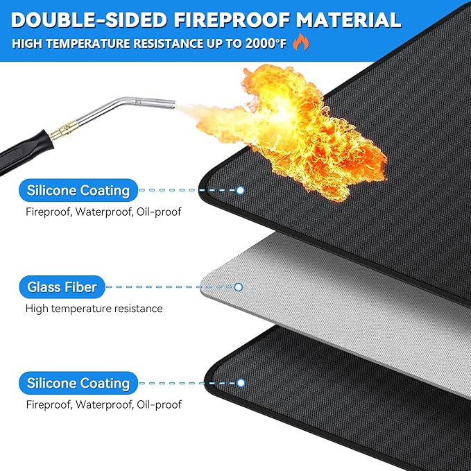 Grill Pads Floor Mat, 75 x 40 Inch Fireproof Fiberglass Under Grill Protector