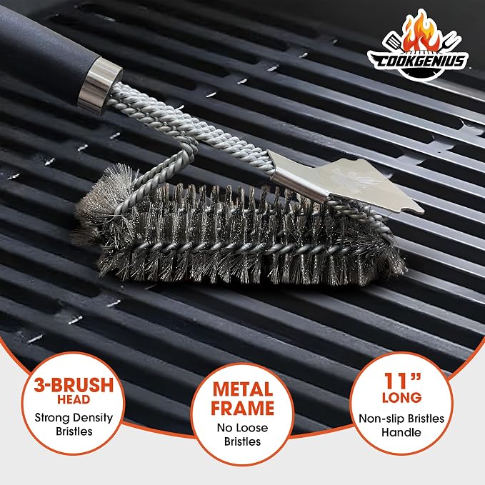 Grill Brush with Scraper for BBQ Grills – 18 Inch Long Handle BBQ Grill Cleaner - Image 2