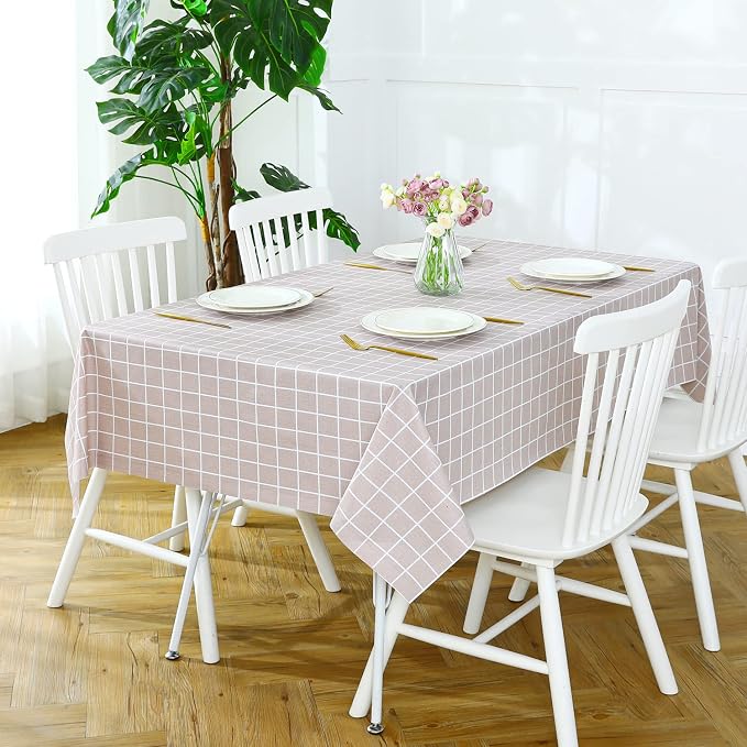Romanstile Rectangle Vinyl Tablecloth, 100% Waterproof Oil-Proof Checkered - Image 3
