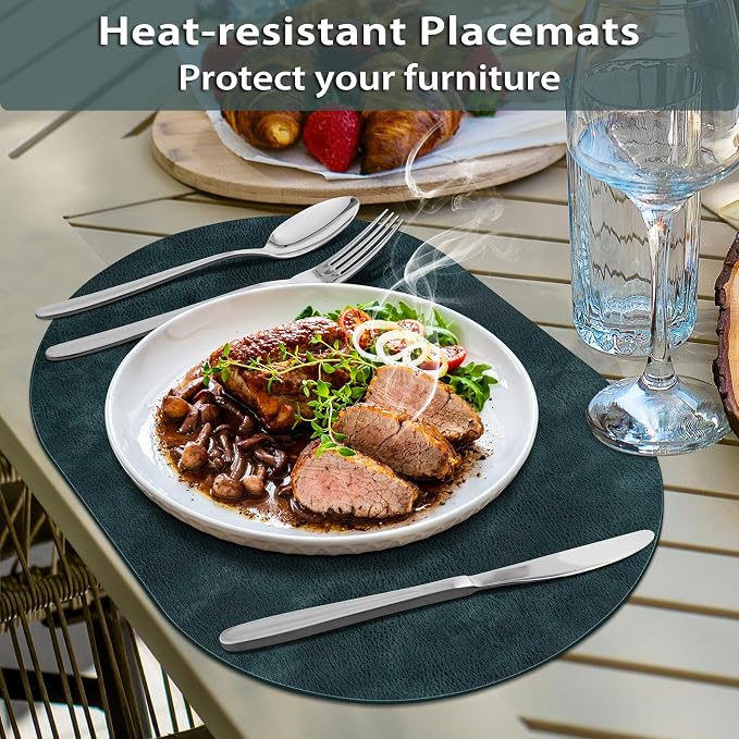 ADRIMER Placemats, Heat Resistant Oval Placemats Set of 8 Washable 12 x 17 Inch - Image 2