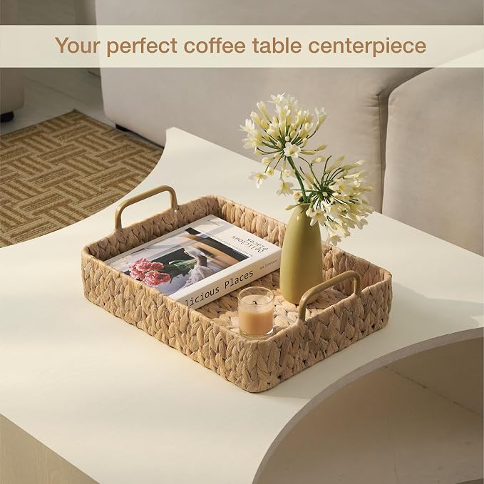 Set of 2 Rectangular Wicker Trays - Image 2