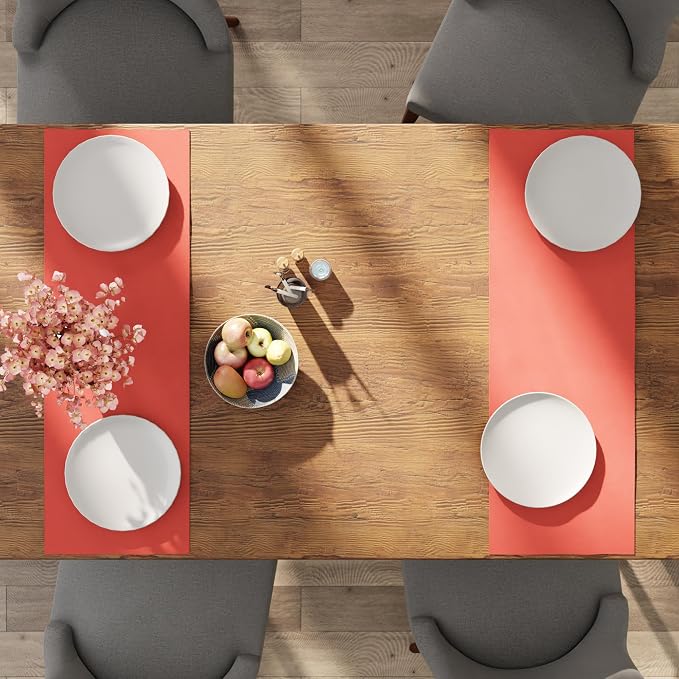 Encasa XO Table Runner 13"x36" Long | Cotton Canvas Fabric | Coral Solid Color - Image 5