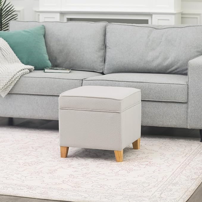 Adeco 17.5" Square Fabric Ottoman - Image 3