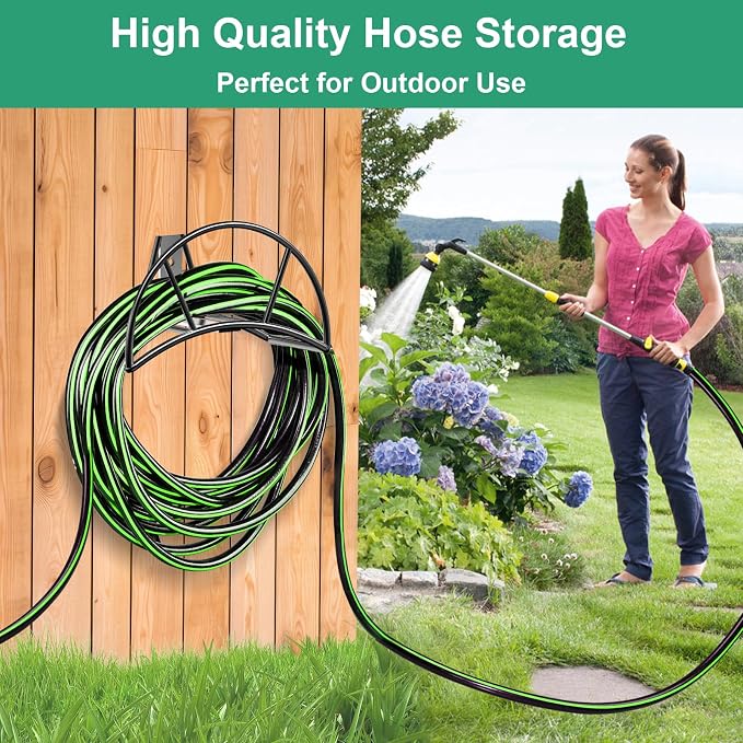 TomCare Garden Hose Holder Wall Mount Metal Water Hose Holder Holds 125Ft Hoses - Image 6