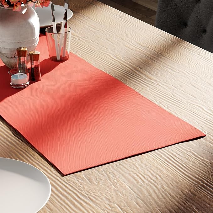 Encasa XO Table Runner 13"x36" Long | Cotton Canvas Fabric | Coral Solid Color by EncasaXO