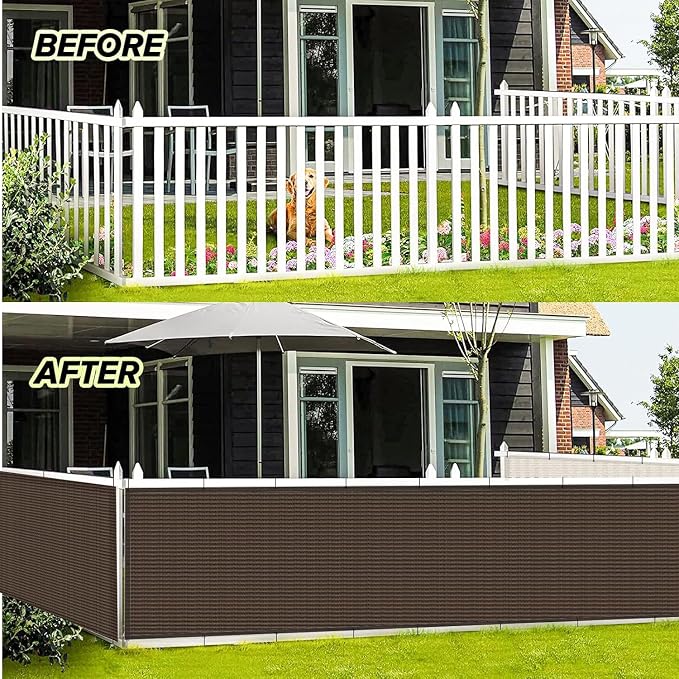 LOVE STORY 3'x6' Brown Balcony Screen Privacy Fence Cover UV Protection - Image 3